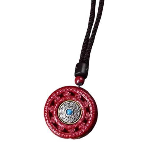 Halskette, Feng Shui-Halskette, Zinnoberkristall-Halskette, sechsstelliges Mantra, buddhistische Halskette, Charm-Anhänger, Talisman, Naturstein-Quarz-Halskette for Frauen und Männer, dünnes Seil/534(