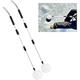 Acellegic 2 Pcs Retractable Ice Fishing Scoop Skimmer, Ice Fishing Scooper with Long Handle, Portable Stainless Steel Slush Spoon, Winter Angling Tools Accessories for Quick Slush Hole Cleaning