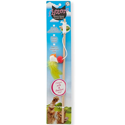 NECOICHI Flitters Wobble Mouse Cat Wand Toy Feather