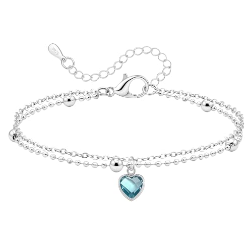 Bracelet avec pierre de naissance en cœur, cadeau d'anniversaire idéal
