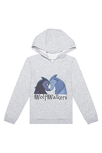 WolfWalkers Grey Hoodie Sweatshirt for Kids, 100% Cotton