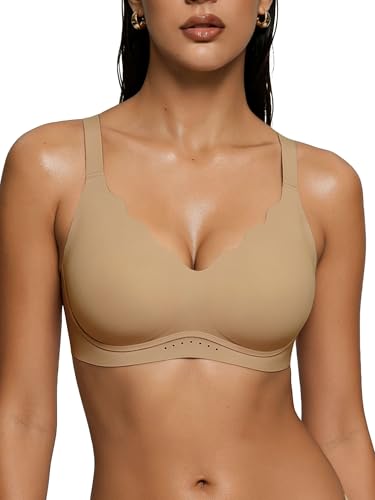 Image of As Fairy Wireless Bras for Women Full Coverage Seamless Scalloped Push Up No Underwire Everyday Bra with Air Holes