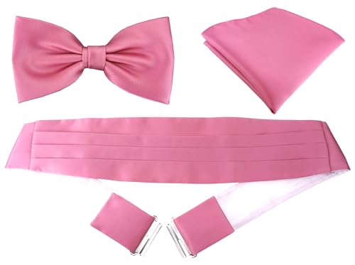 Tigertie Kummerbund Einstecktuch Satin Fliege In Hellpink - Schärpe Leibbinde