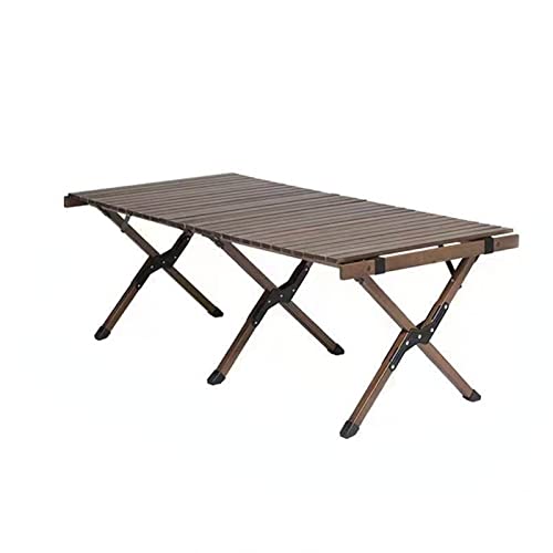 CQLXZ Tragbarer klappbarer Holztisch, Camping-Picknick-Grill-Frühlingsrolle-Tisch für den Innen- und Außenbereich, Faltbare Allzweck-Tischmöbel für Picknick, Lager, Strand, Angeln, Grillen, Braun Cover