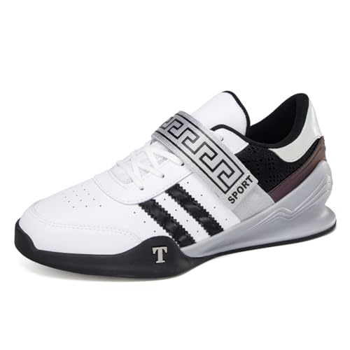 JiuQing Gewichtheberschuhe Herren Cross-Training Gym Schuhe Flach Anti-Rutsch Für Squat Powerlifting,Schwarz,46 EU