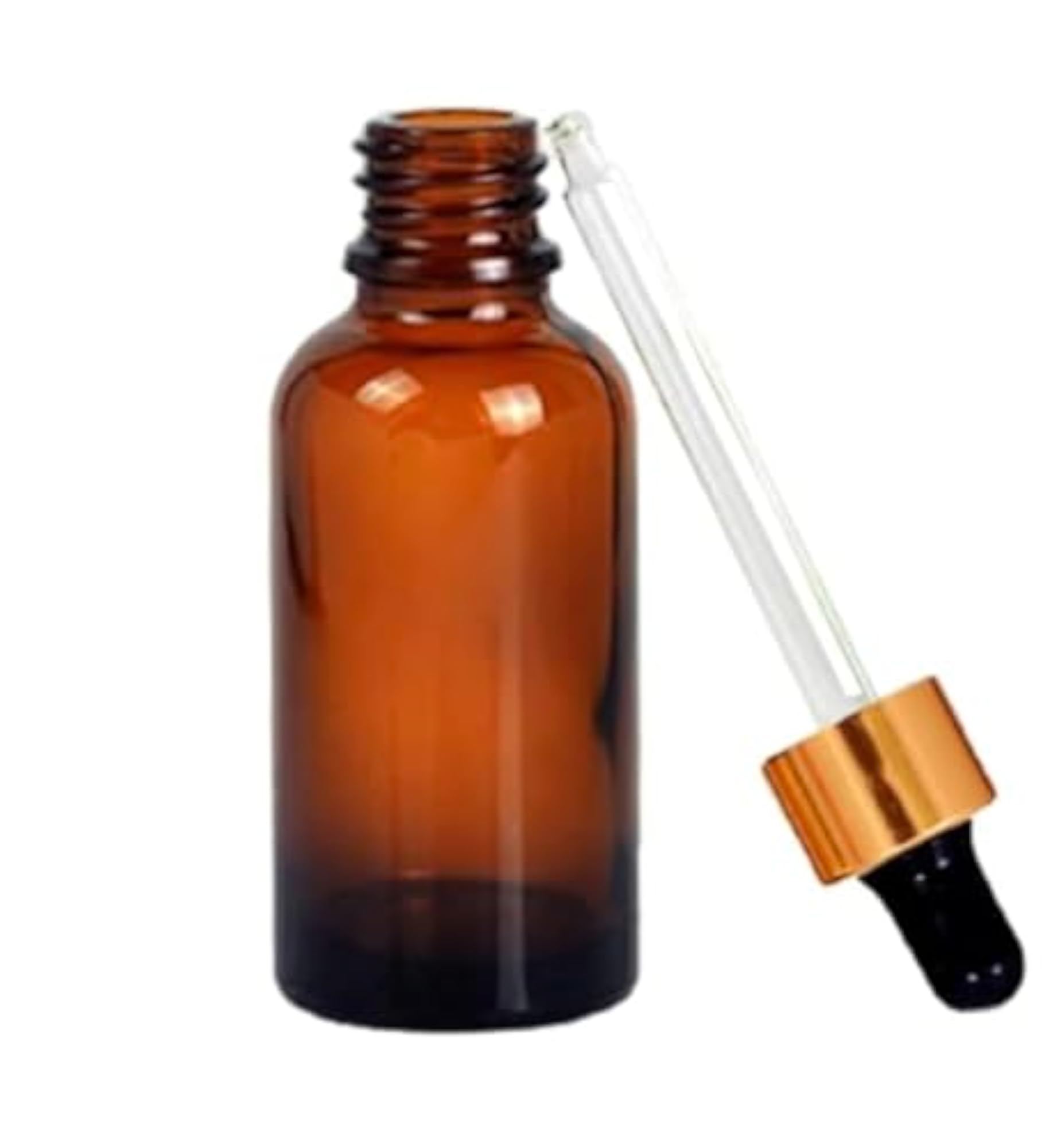 Amber Glass Dropper Bottles Pack of 6, Reusable Pharma-Grade
