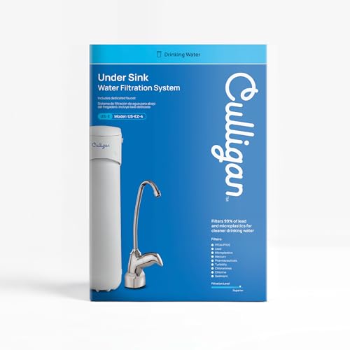 Image of Culligan US 4 EZ-Change Under Sink Water Filtration System with Dedicated Faucet and Premium Filter for Clean Drinking Water, Single Unit, Chrome
