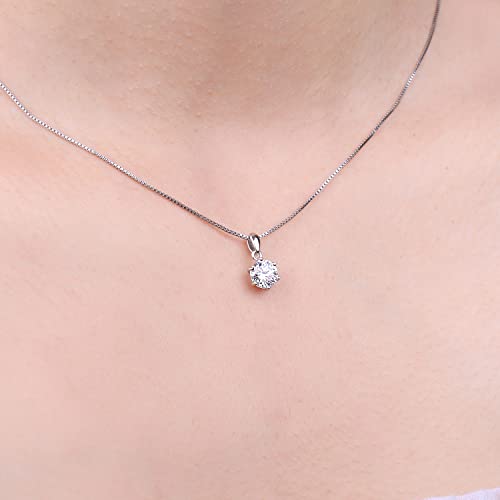 JewelryPalace Round 1ct 2ct 3ct Moissanite Solitaire Pendant Necklace for Women, Classic Simulated Diamond 925 Sterling Silver 14k White Gold Plated Necklaces for Her VVS D-F, 18 Inch Box chain4