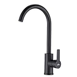 Auralum Grifo de Cocina Negro con Giro de 360&Acirc;&deg;, Mezclador Fregadero Ca&Atilde;&plusmn;o Alto Dise&Atilde;&plusmn;o Elegante, Grifo de Fregadero Negro Monomando para Agua Caliente y Fr&Atilde;&shy;a