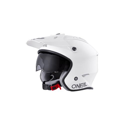 Casco da moto Enduro Adventure Street Norme di sicurezza ECE 22.05 calotta in ABS visiera solare integrata Volt Helmet SOLID Adulto Bianco Taglia XS