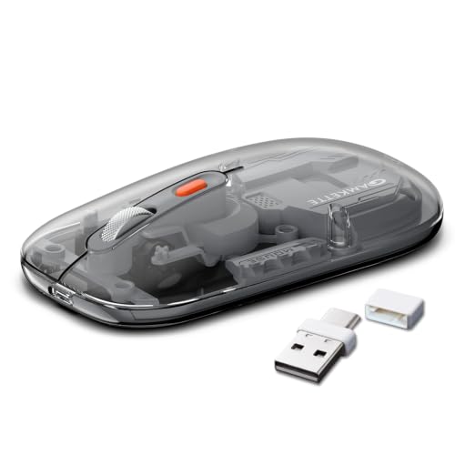 Image of Amkette Epic TP Advanced Transparent Wireless Mouse /Bluetooth Mouse Rechargeable, USB-A+USB-C Nano Receiver, 3200DPI, Type-C Charging, 3 Device Connectivity for Laptop, PC, MacBook, Tablet & More