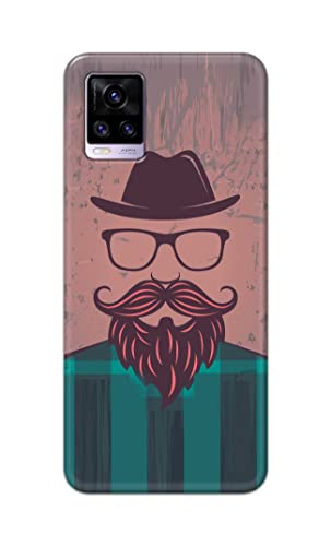 Image of PRINTFIDAA Man Icon with Beard Shirt Hipster Printed Designer Hard Case for Vivo V20 Back Cover -(e) RPM1001