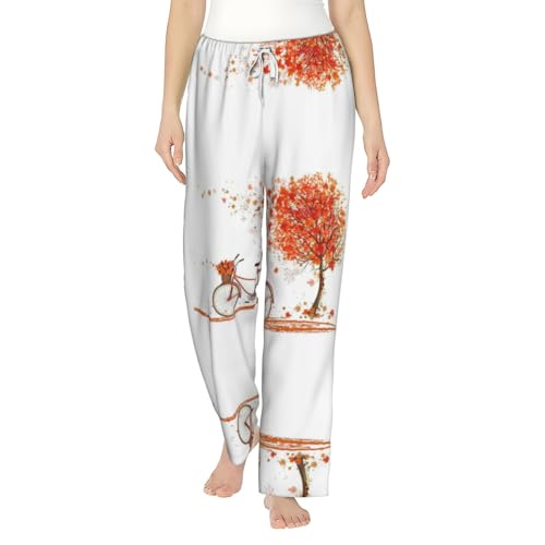 Pantalon de pyjama femme ample au motif arbre d automne