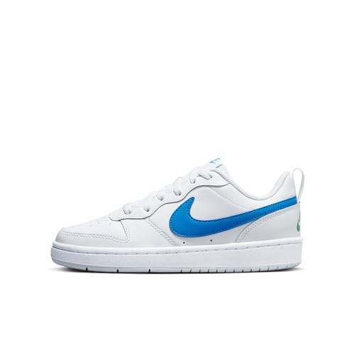 Image of Nike Unisex Court Borough Low 2 White /Photo Blue-Pure Platinum Basketball Shoes UK 3.5