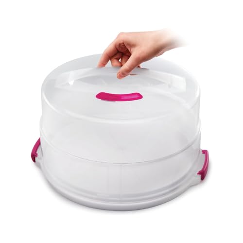 Metaltex Tortenbehälter höhenverstellbar, Polypropylene, weiß/transparent, ⌀ 30 cm, einstellbare Höhe von 8 und 15 cm