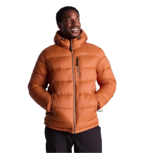 TOG24 Maloney Mens Padded Jacket Warm Windproof Puffer Jackets Winter Insulated Quilted Coat with Multi-pocket for Hiking Skiing Travelling Mahogany Orange L