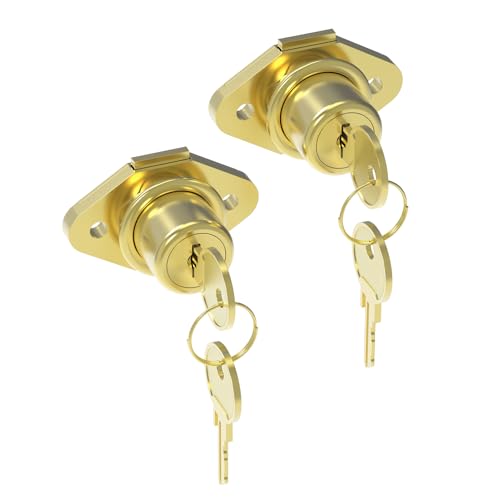 U 9947 Drawer and Cabinet Lock and Key Set - 7-8 Inch Diecast File Cabinet & Desk Drawer Lock Replacement - Yale Keyway (Pack of 2)