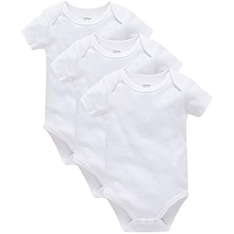 kavkas Short Sleeve Baby Bodysuit Newborn Cotton Vest Soft Undershirts Pack of 3, White 18-24 Months Cover