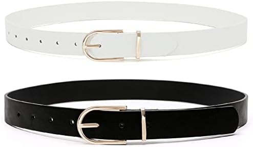 Earnda Women's Faux Leather Chic Belt for Ladies Jeans Set of 2 Waist Belts
