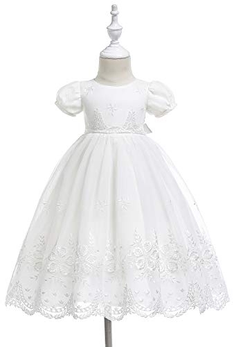 Meiqiduo Baby Girl Christening Dress Baptism Gowns Princess Wedding Party Formal Dresses (3M/0-6Months, Ivory) #TOP2