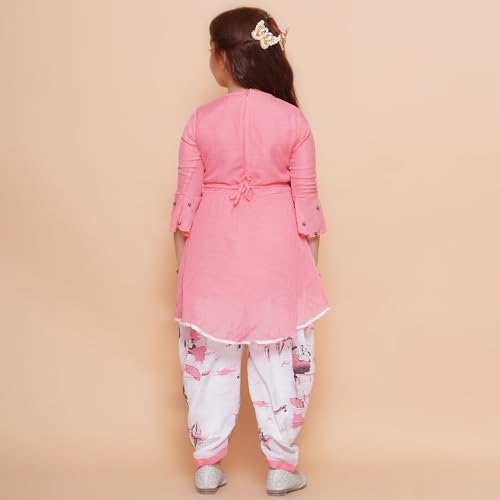 Image of Blushup Girls Floral Printed Rayon Ethnic Wear Kurti and Dhoti Set