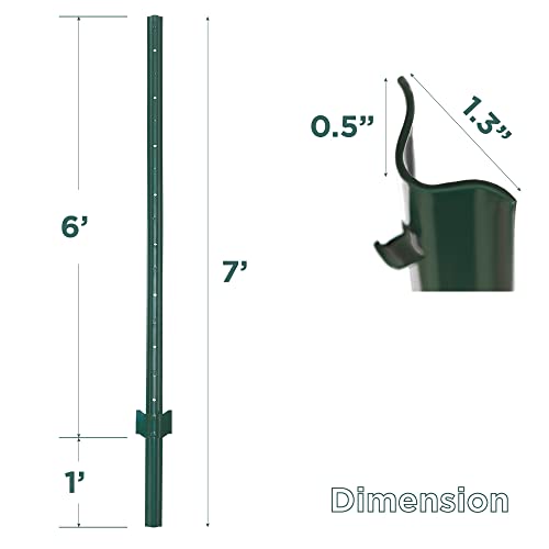 LADECH 4-5-6-7 Feet Sturdy Duty Metal Fence Post – Garden U Post for Fencing - 10 Pack (7 Feet)