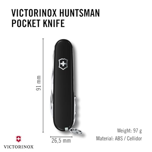 Victorinox Huntsman Swiss Army Knife, 15 Functions, Swiss Made Pocket Knife with Large Blade, Screwdriver, Scissors and Wood Saw - Black by Victorinox - Image 3