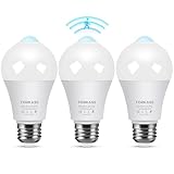 Motion Sensor Light Bulbs 13W (100W Equivalent), 3 Pack A19 E26 Motion Activated Dusk to Dawn LED Bulb, 5000K Daylight Security Light for Indoor Outdoor, Infrared Detector for Garage Porch Stairs
