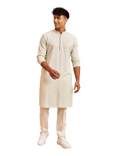 Pyjama en viscose brodée Chikankari vert piste pour costume homme
