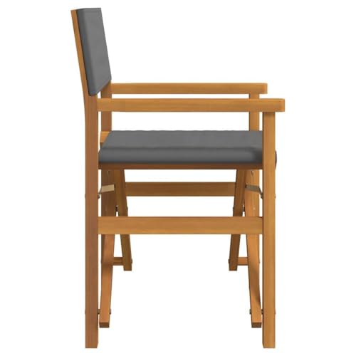 Chaise pliante de directeur en teck lot de 2 sièges crème gris