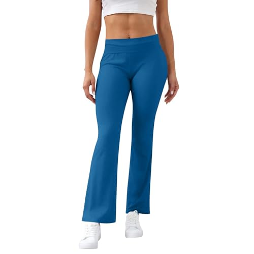 Wide Leg Yoga Leggings for Women Steretchy Fold Over Elastic High Waist Flare Leggings Comfortable Slim Fit Butt Lifting Gym Leggings Trendy Casual Trouser Pants 2025 Spring Workout Leggings