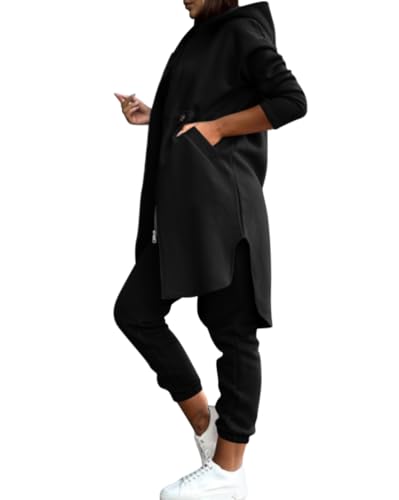 Survêtement femme 2 pièces Onsoyours avec sweat zippé à capuche et pantalon de sport de fitness