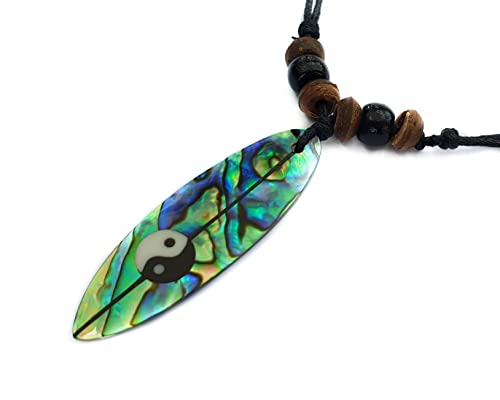 Natural Abalone Shell Surfboard Pendant Beads Cords Necklace Men Women Jewelry GA1902