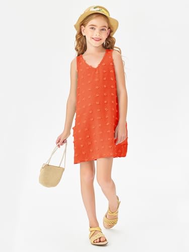 Image of Batermoon Girls Swim Cover Up V Neck Swiss Polka Dot Summer Beach Dress | Kids Cover-Ups, Sleeveless Vacation Swimwuits, Boho Cute Dresses with Pockets 4-14 Years