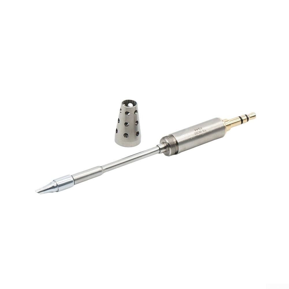 TS80P Soldering Iron Tip Replacement for Miniware TS1C TS80 Cordless Soldering Station Internal Heating Steel Head Fast Heating Long Life Pluggable 3.5mm Audio Interface Silver 100mm Length(TS-BC02)