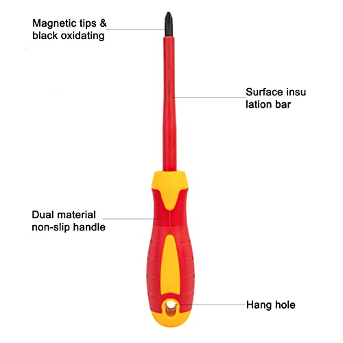 7 Pieces 1000V Insulated Screwdriver Set Cr-V Magnetic Tip Electrician Tools Kit With Phillips Slotted Bits Tpr Handle For Home Repair Improvement Craft #TOP1