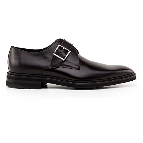 Zapatos de vestir para hombre D'Como, calzado formal de hebillas lateral negro, comodidad TPU 41 EU