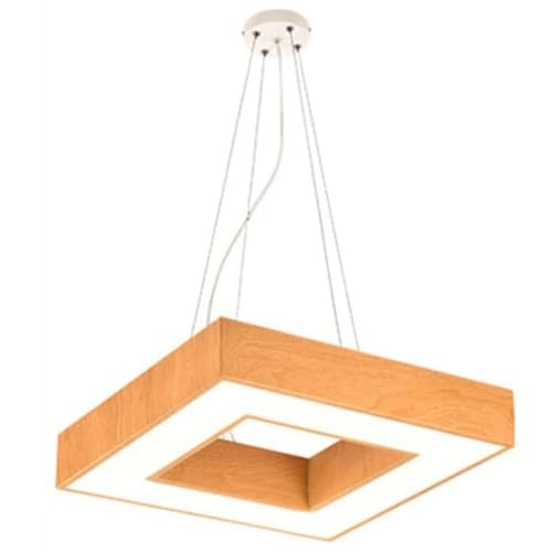 Lampe à Suspension Lustre LED de 15,7'' avec luminaire suspendu plafond imitation grain de bois