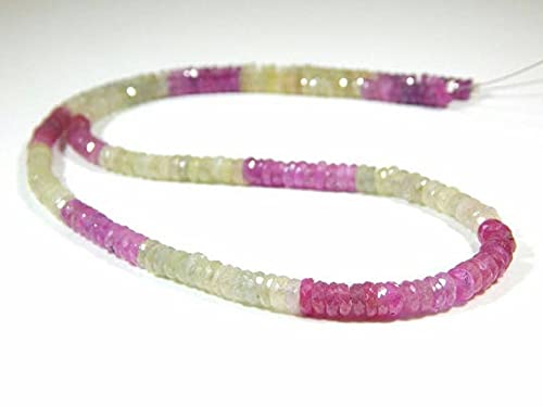 Saphir rose perles facettées de 5 à 4.8 mm sur fil de 9 pouces