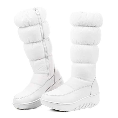 MIOKE Women's Winter Waterproof Rain Snow Boots Mid Calf Fur Lined Zipper Platform Cold Weather Snow Boot3