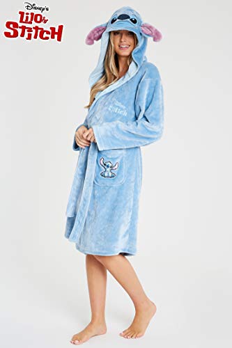Image of Disney Robes for Women, Lilo and Stitch Bath Robes, Fleece Bathrobe with Hood, Soft Polyester