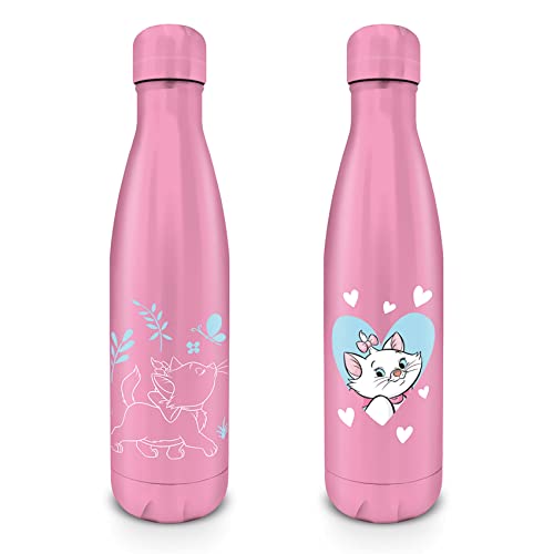 Pyramid International Disney The Aristocats Metal Drinks Bottle (Marie With Hearts Design) 19oz / 540ml Water Bottle - Official Merchandise