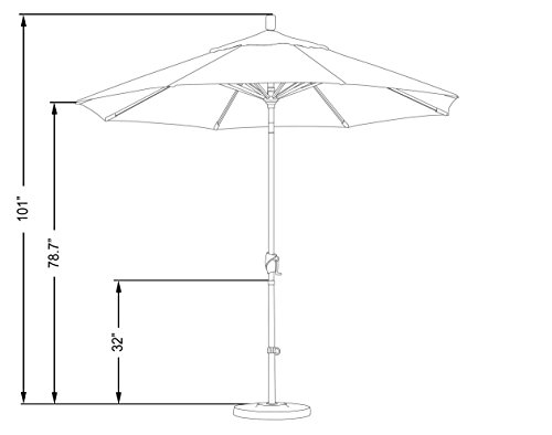 California Umbrella Gspt908302-F08 9' Round Aluminum Market, Crank Lift, Push Button Tilt, Black Pole, Hunter Green Olefin Patio Umbrella, 9-Feet #TOP3