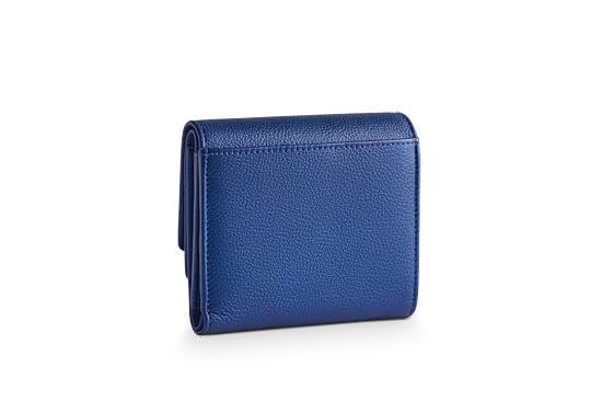 Valentini Portfel Damski - Portmonetka - Skóra Naturalna - Ochrona RFID - 12 Przegródek na Karty i Dokumenty - 11,5 x 10 cm Niebieski Metallic