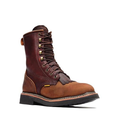 Men&rsquo;s Premium Leather Bonanza Work Boots &ndash; Boondocks 8&rdquo; Lacer Soft Toe Dark Brown, Lace-Up...