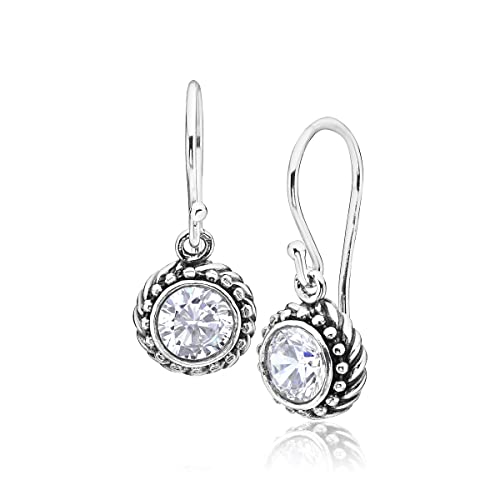 Rope Cubic Zirconia Sterling Silver Dangle Earrings