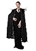 FURPHI Women's Velvet Cloak with Feather Collar Gothic Vampire Witch Cape Halloween Cosplay Costume (Black)