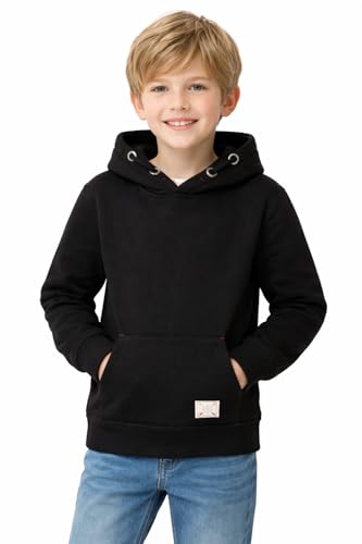 Blu Apparel Unisex Kids Hoodie Overhead Warm Fleece Hoodies for Children Boys Girls Hoodies (UK, Age, 9 Years, 10 Years, Regular, Black)
