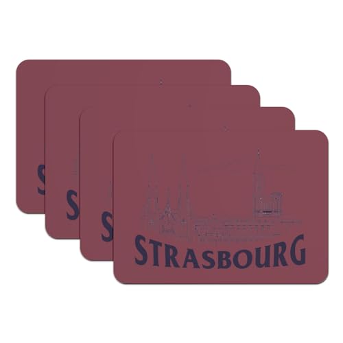 Set de table Strasbourg rouge x4 grand format en caoutchouc