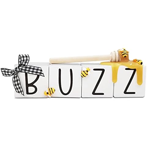 Bee Tiered Tray Decor Buzz Mini Wood Blocks with Faux Honey Spring Summer Farmhouse Kitchen Display Bee Lovers Gift Cover